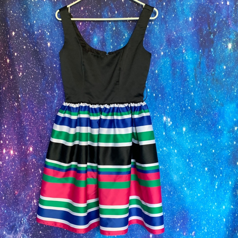 Kathryn Conover- Black Dress w/Multicolored Skirt